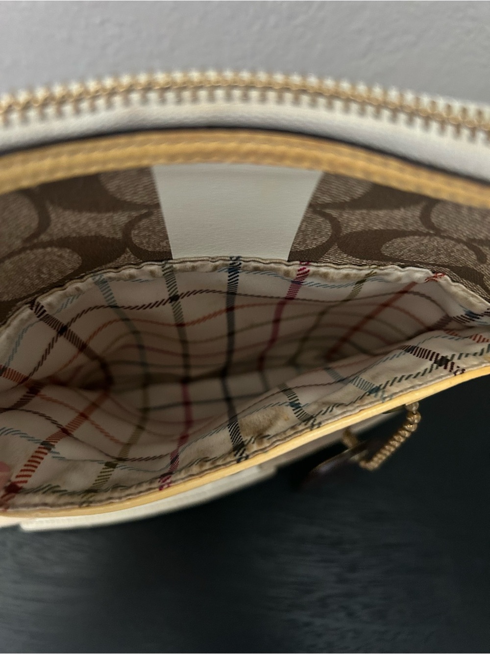 Coach Cream Plaid Interior Crossbody - Picture 6 of 13